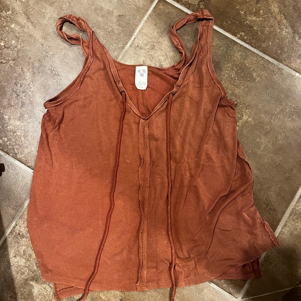 free people burnt orange tie front tank top